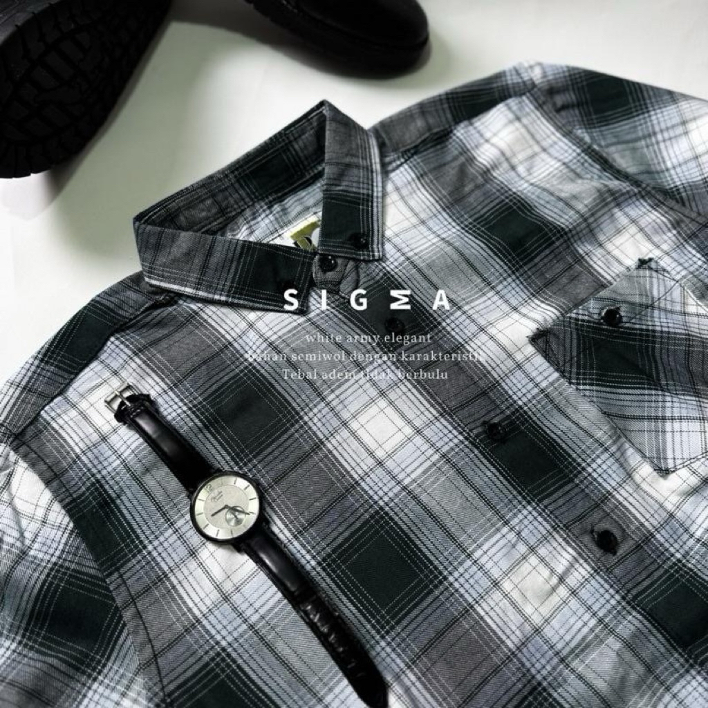 KEMEJA FLANEL F2D LENGAN PANJANG  SEMI WOL PREMIUM ET 79