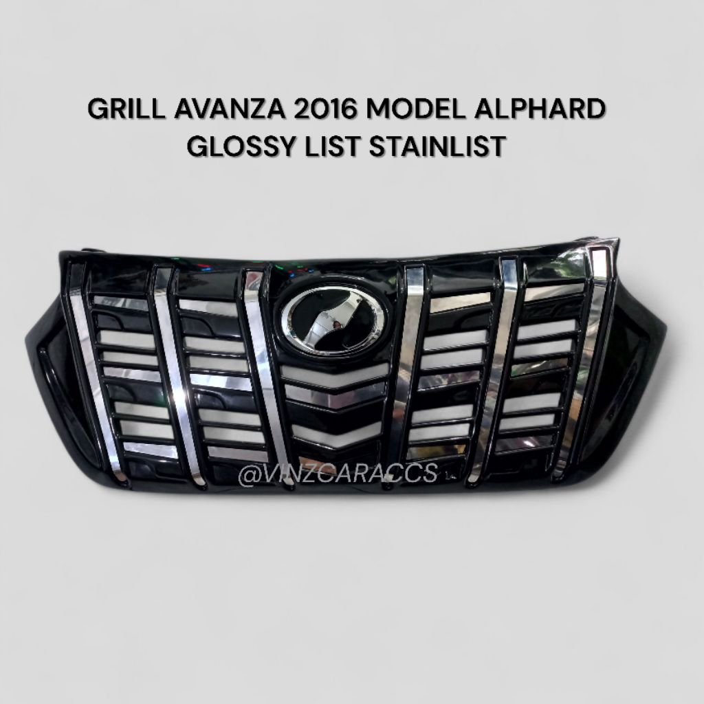 GRILL AVANZA 2016 MODEL ALPHARD HITAM GLOSS LIST STAINLIST
