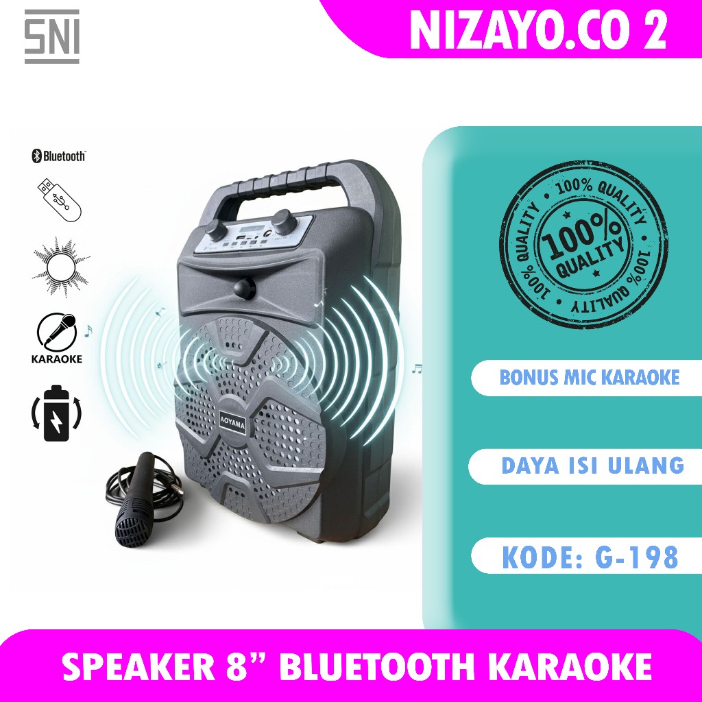 Jual Speaker Bluetooth Karaoke Portable Aoyama 8 Inch Termurah