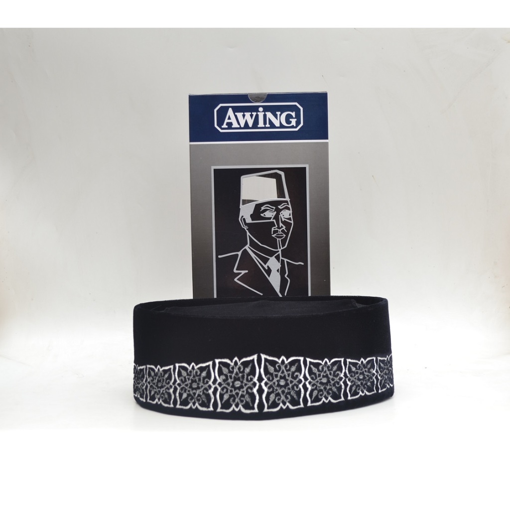 AWING Peci Hitam Awing AC Bordir Oman PERAK