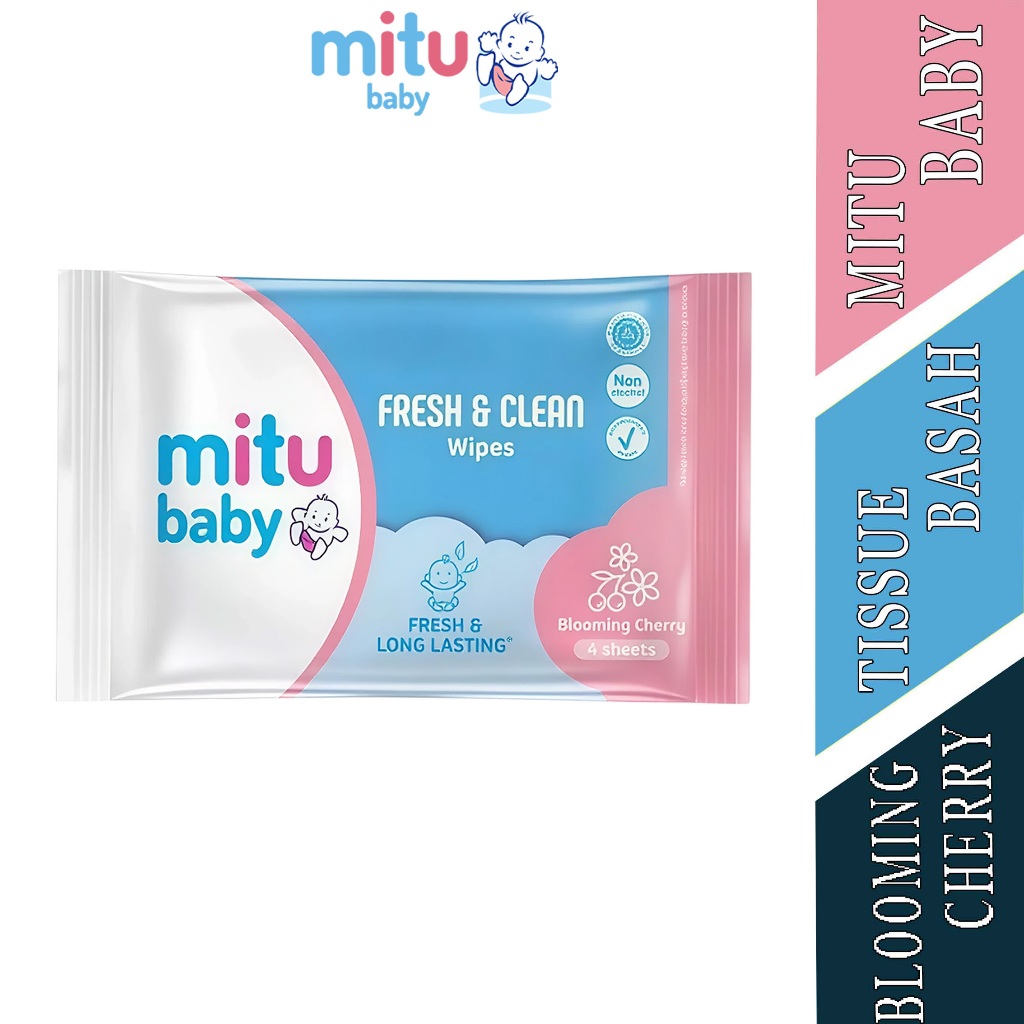 Tissue Basah Aroma Blooming Cherry - Mitu Baby - Tissue Basah Bayi - Isi 4 sheet