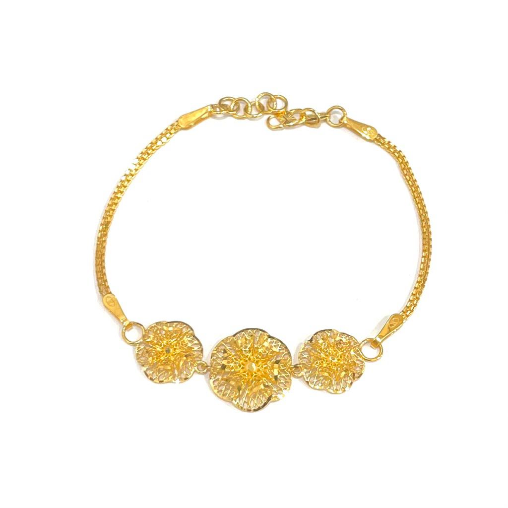 Gelang Kembang Krawang Italy Double Emas Asli Kadar 875