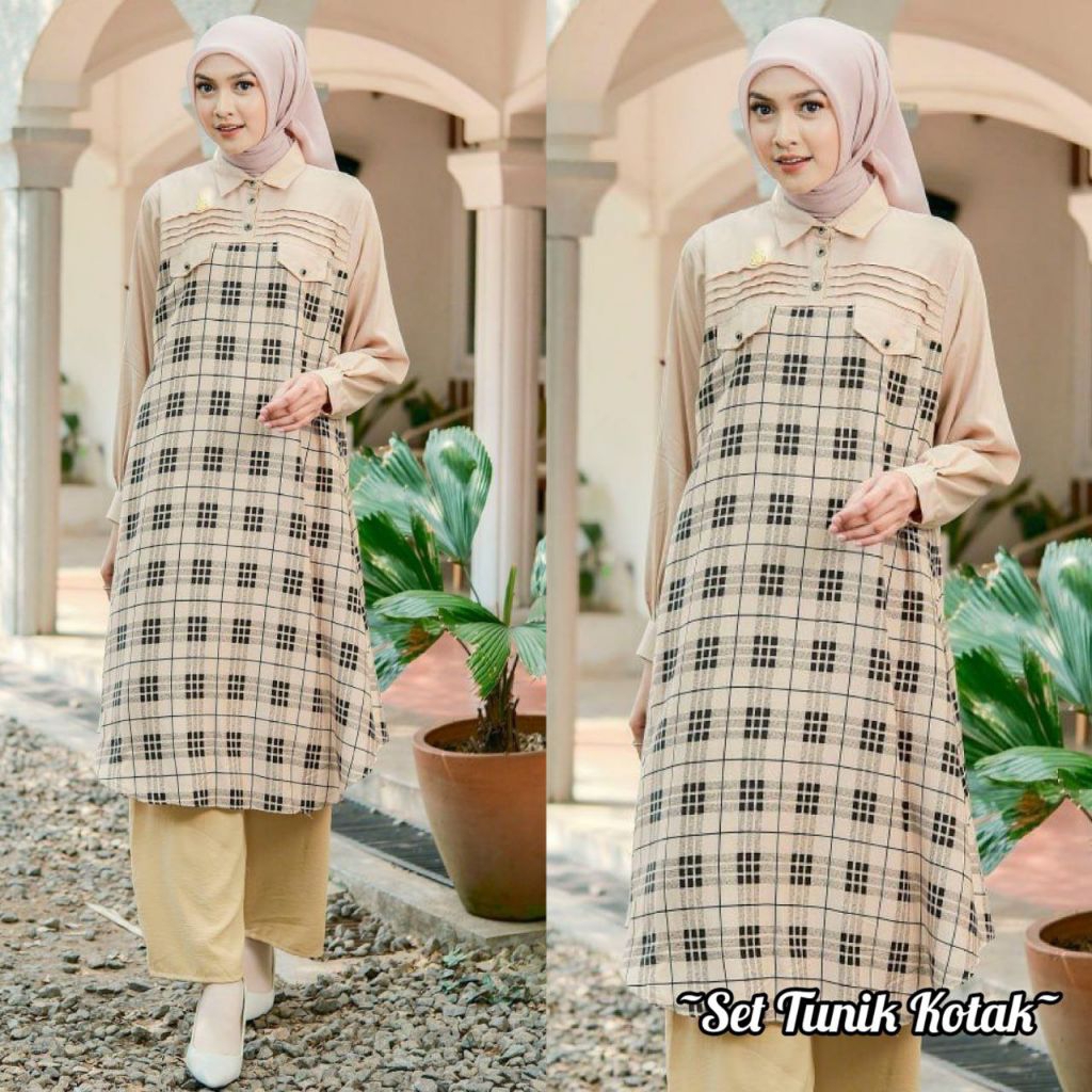 Set Long Tunik Kotak modelan terbaru