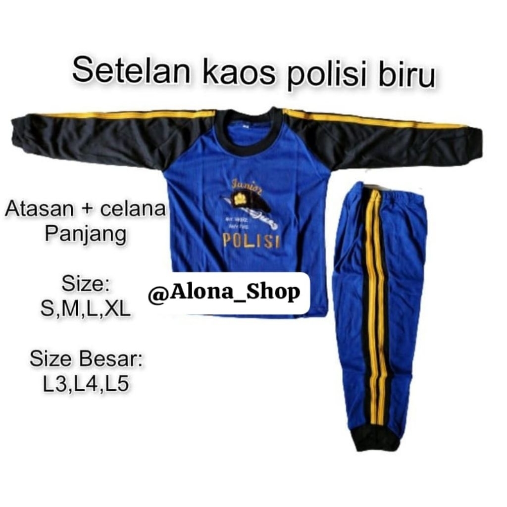 BAJU ANAK POLISI / SETELAN KAOS BAJU ANAK POLISI BIRU / BAJU POLISI ANAK / BAJU KARNAVAL ANAK / BAJU