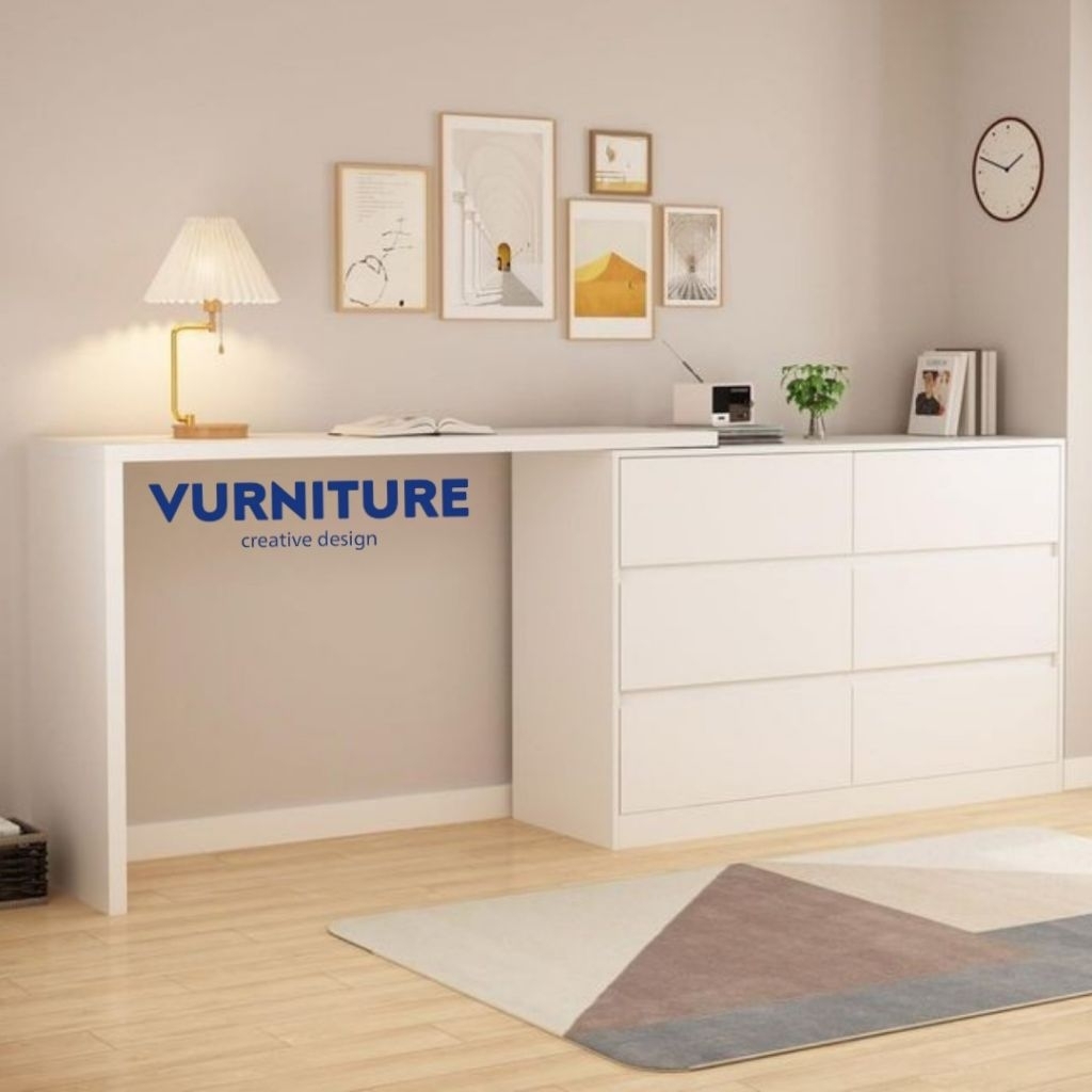 Kabinet drawers 6 laci penyimpanan meja multifungsi meja rias meja kerja