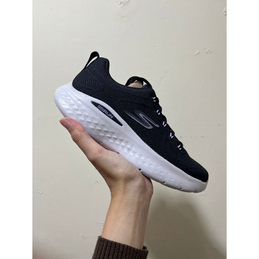 SEPATU WANITA SKECHERS GO RUN LITE PURE BLACK LAVENDER ORIGINAL 129429BKLV