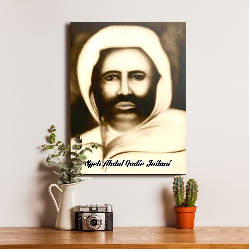 Syekh Abdul Qodir Jaelani Hiasan Dinding Poster Bingkai Kayu Dekorasi Islam Wall Decor
