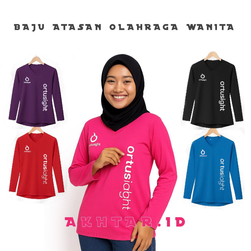 Baju wanita muslimah atasan Jersey senam running joging gym aerobik