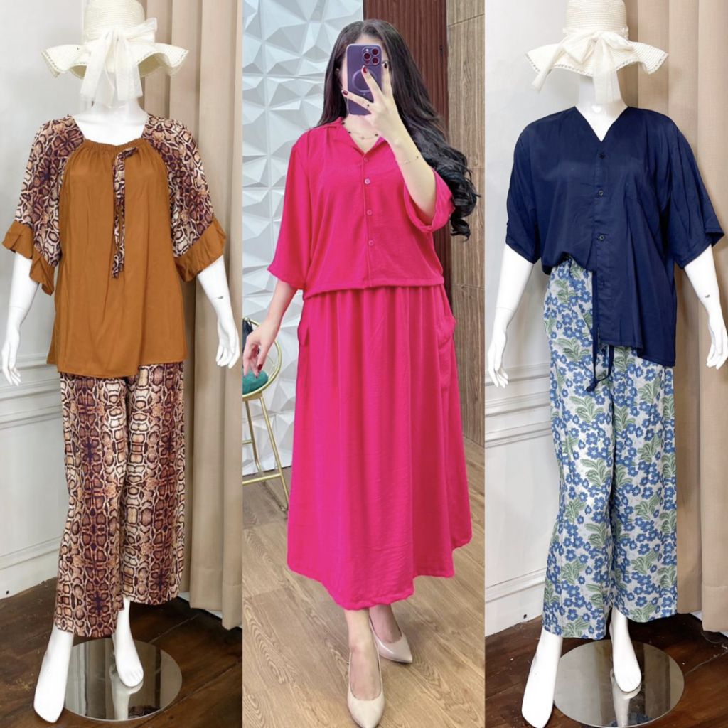 DASTER GAMIS ONE SET SETELAN PIYAMA PREMIUM MURAH - Sale Diskon Rayon Premium Rayon Twill Premium Cr