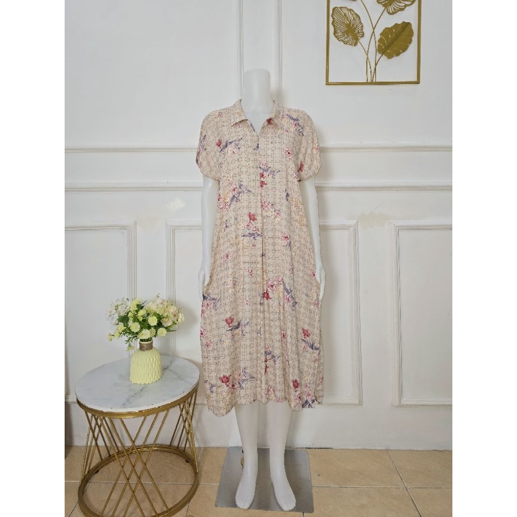 Daster Dress Kerah Rayon Motif Kekinian