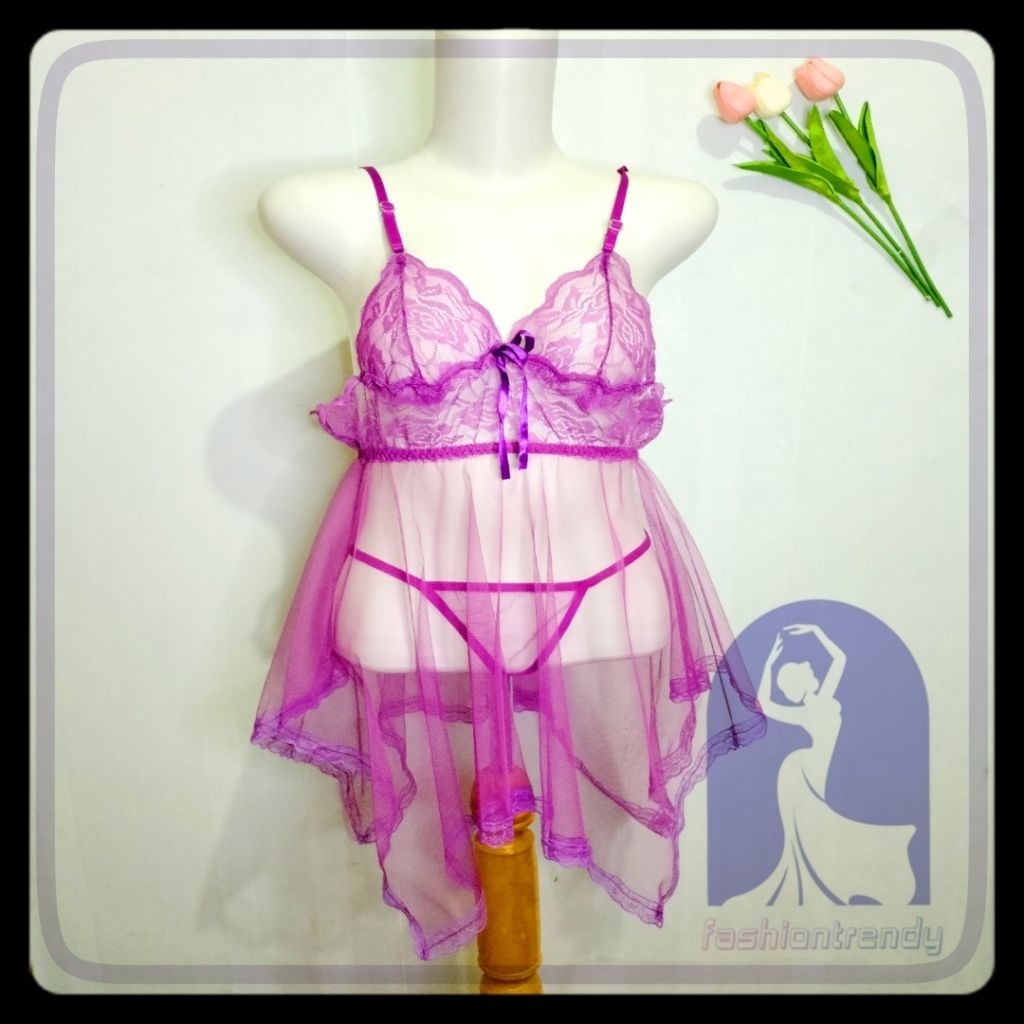 S M L XL XXL JUMBO baju tidur lingerie big size transparan plus gstring