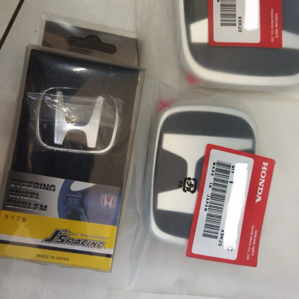 Emblem Black Honda Civic ES 2001-2005 logo hitam glass look glossy depan belakang stir