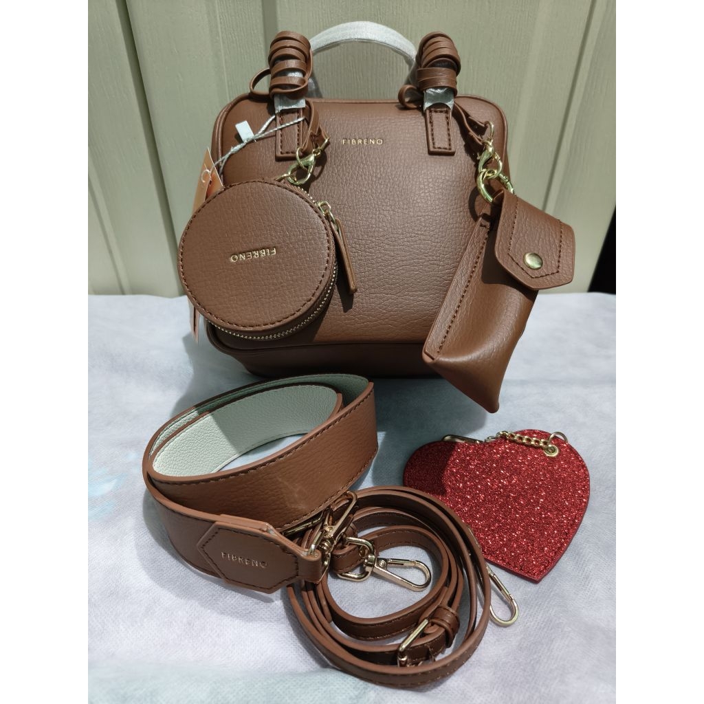 Fibreno square/mini leather bag (brown)