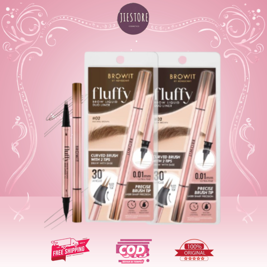 BROWIT BY NONGCHAT Fluffy Brow Liquid Duo Liner / Eyeliner Waterproof / Eyebrow 2 in 1 / Spidol Alis