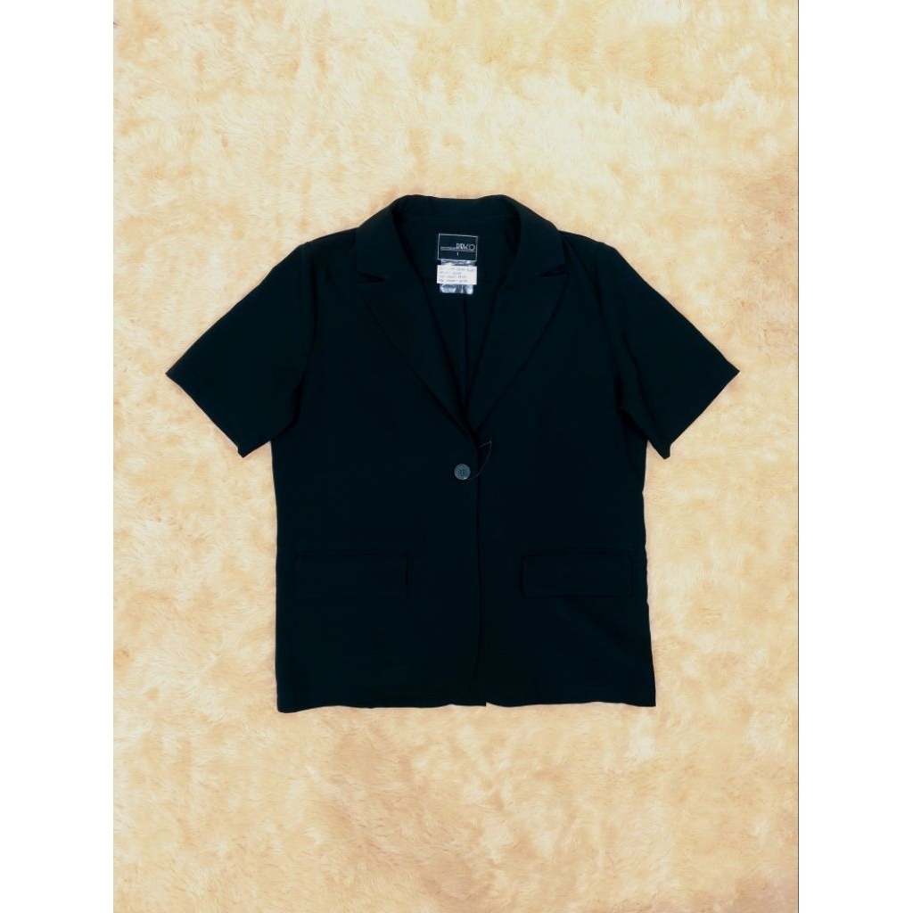 RIRI N CO Women Premium Black Short Sleeve Daily Blazer/ Jas Daily Wanita Model Lengan Pendek Warna 