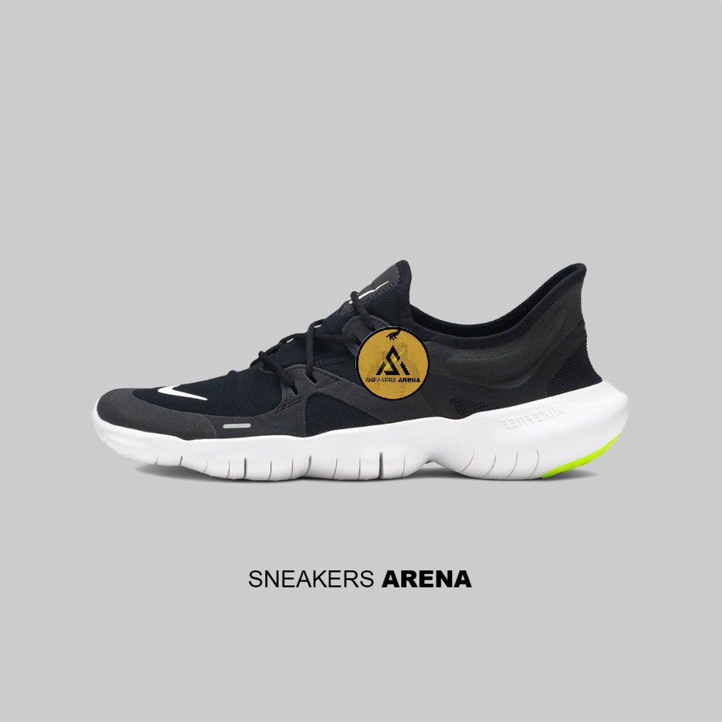 Sneakers Sepatu NK Free RN 5.0 Black White Original