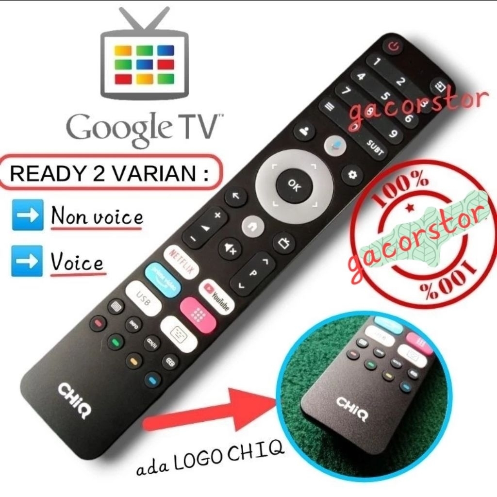 remot tv LED CHIQ google TV non voice & voice