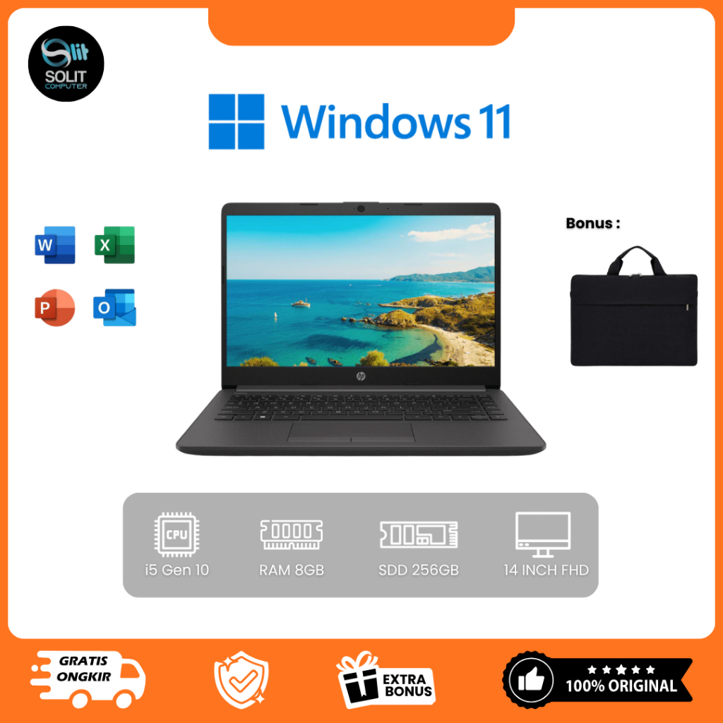 HP PROBOOK 240 G7 i5-1035G1 RAM 8GB SSD 256GB 14 Inch FHD Laptop Second Rasa Baru Bergaransi