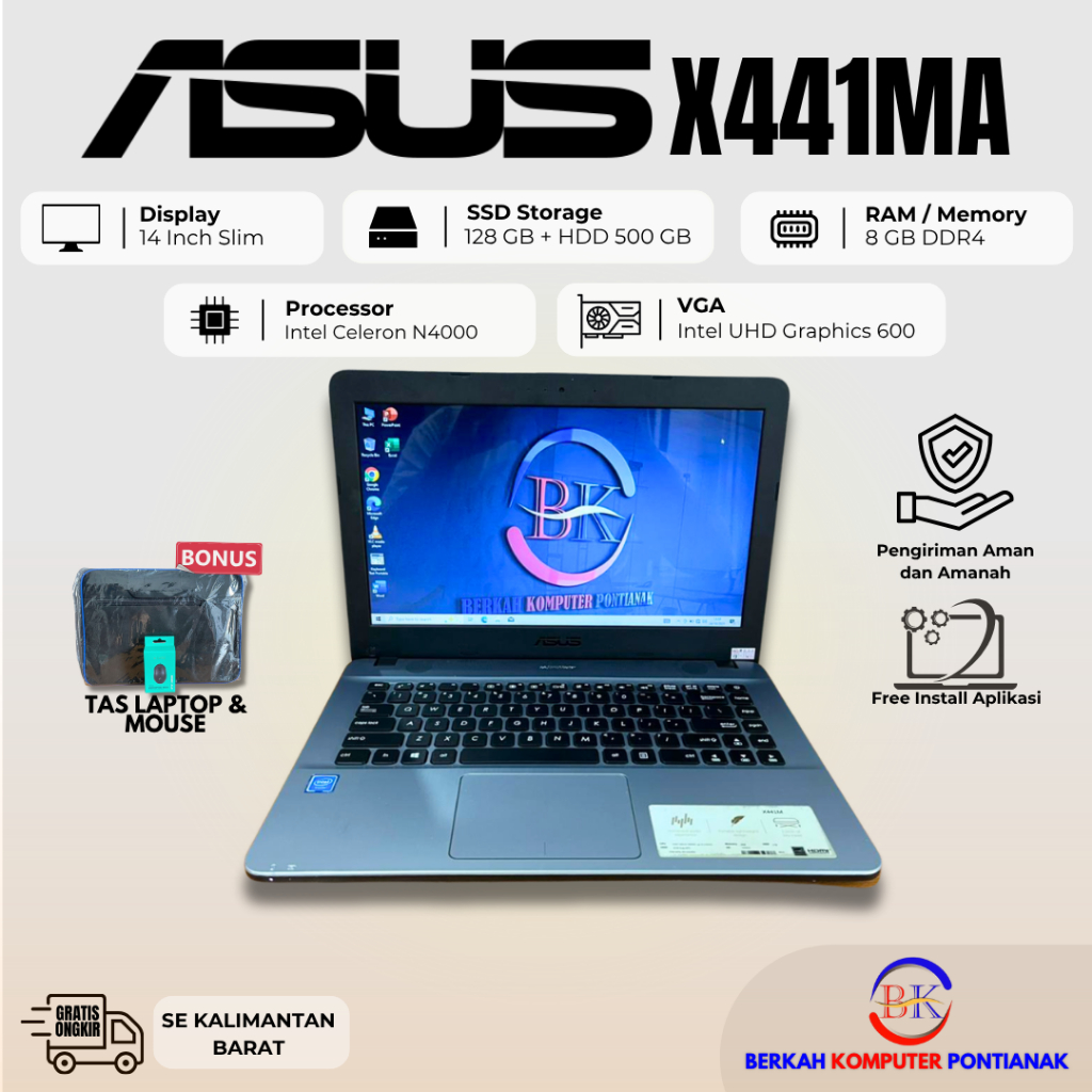 Asus X441MA/Ram 8GB/SSD128+HDD500GB/Laptop Multitasking