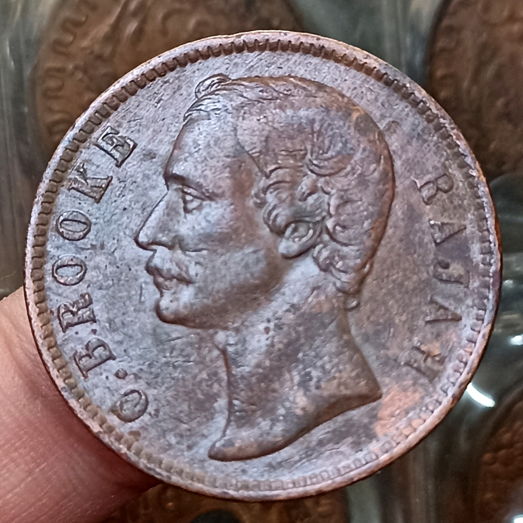 Koin Kuno Sarawak (British Malaysia) 1 Cent - Charles C. Brooke Rajah Tahun 1870