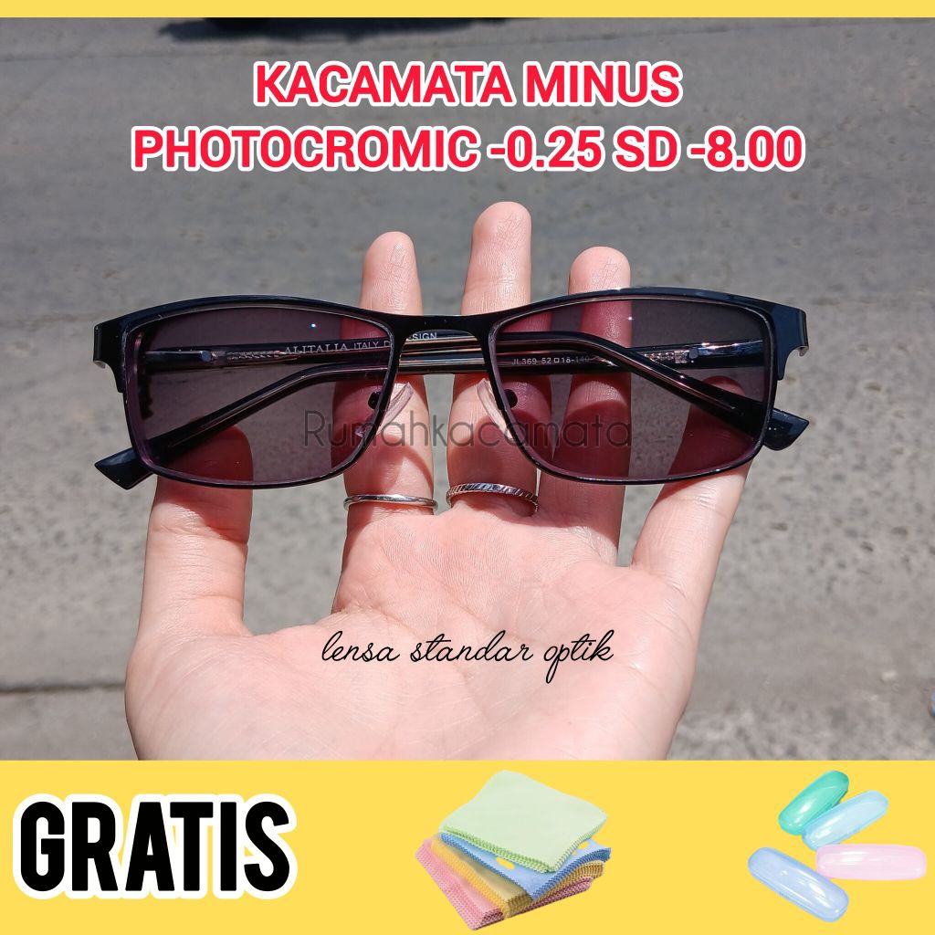 Kacamata Minus Photocromic -0.25 sd -8.00 Kacamata Minus Pria dan Wanita Kacamata Photocromic