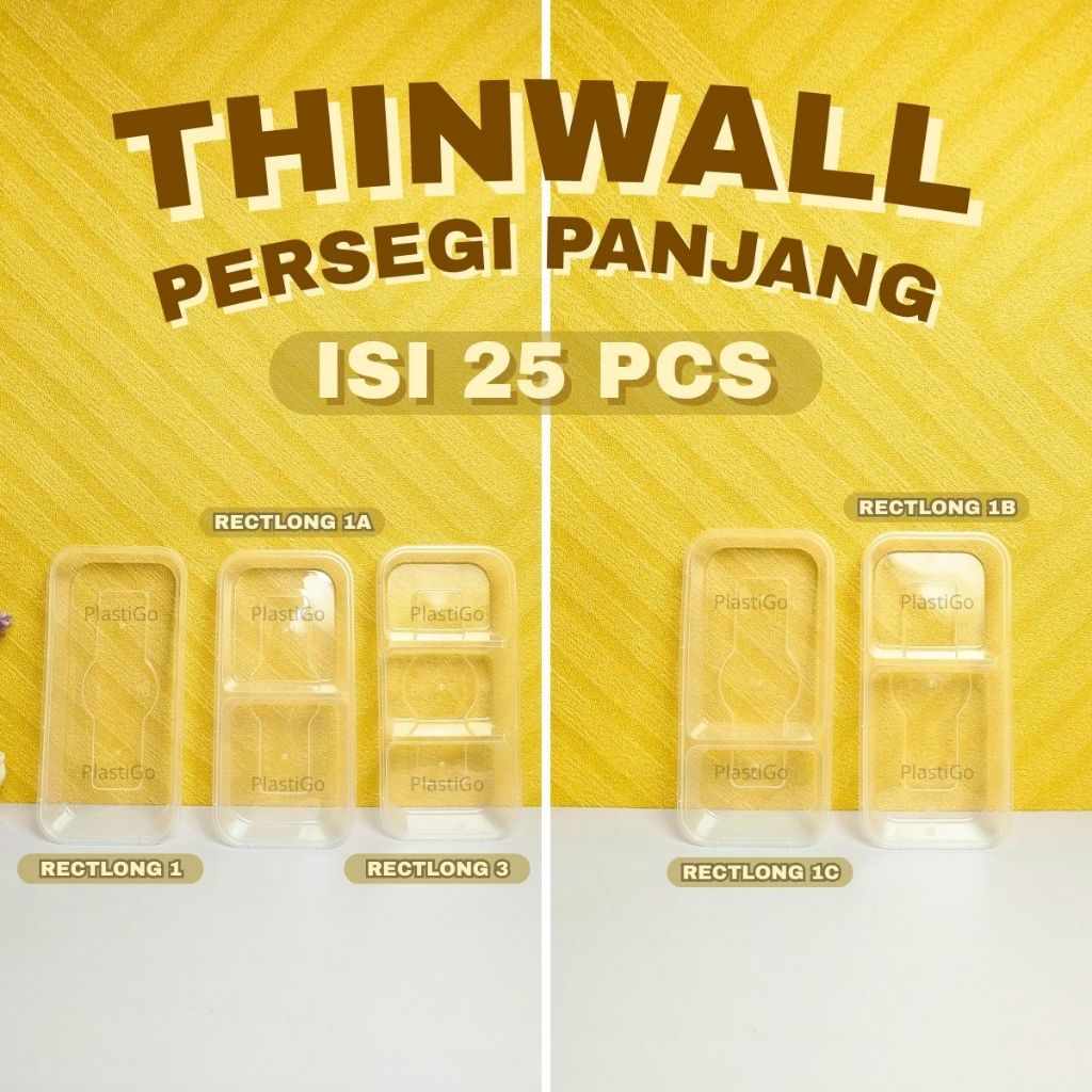 [Isi 25] Thinwall Rectangle Sekat Panjang - Thinwall Persegi Panjang Sekat / Thinwall Panjang / Thin