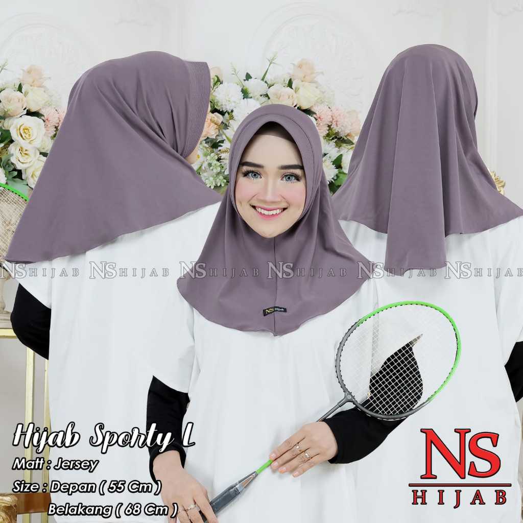 NS Hijab Pet Sporty L Kerudung Olahraga Size Kecil Hijab Instant Compact Jersey Premium Menyerap ker