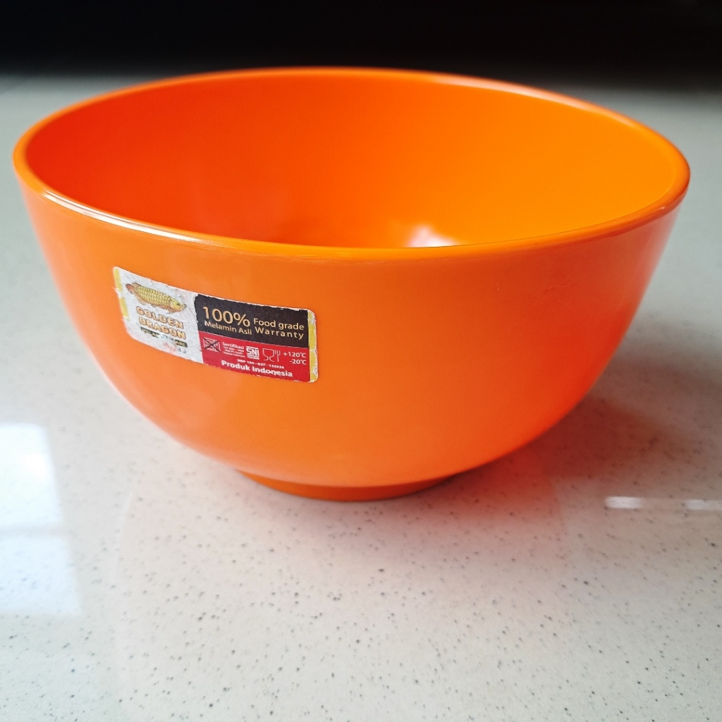 Mangkok Kaki 6" Orange Melamine - Golden Dragon W0806