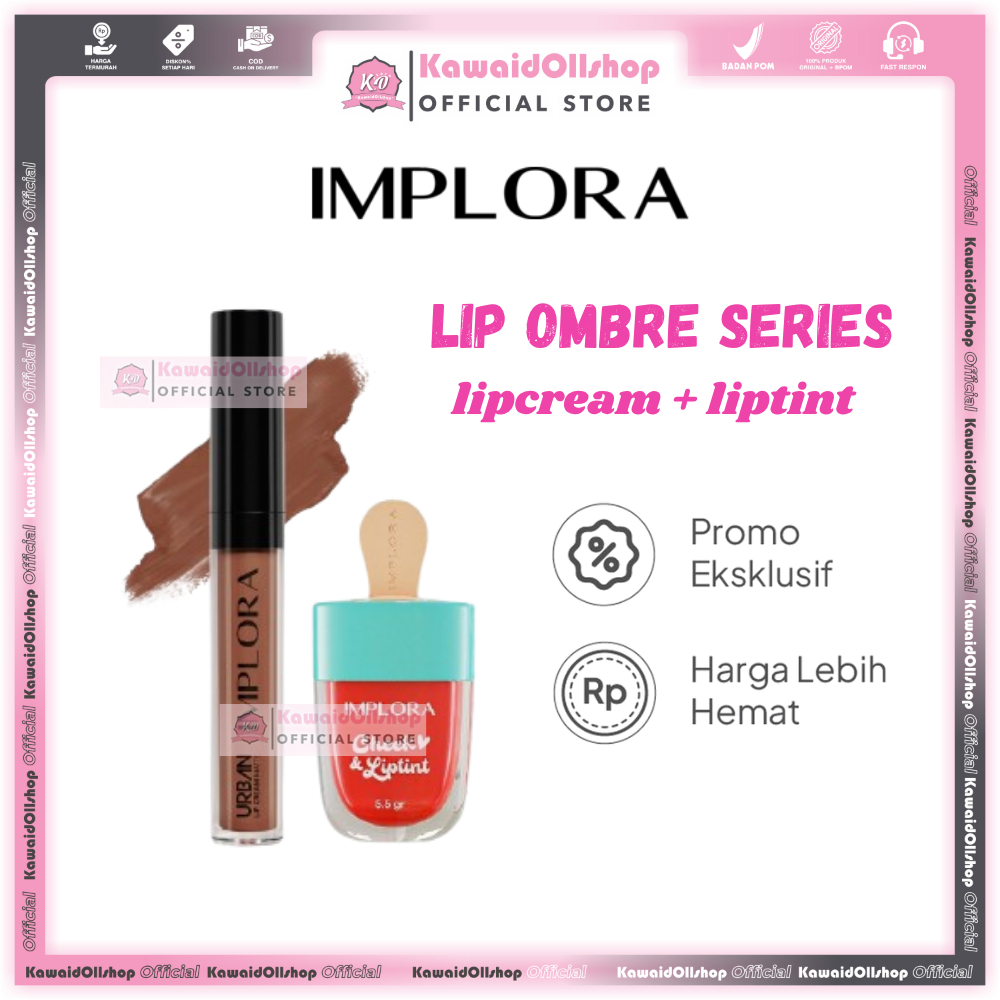 PAKET OMBRE IMPLORA COSMETICS LIPCREAM + LIPTINT | Lip tint | lip cream viral ombrean