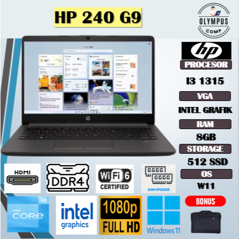 HP 240 G9 I3 1315 8GB 512GB W11 14.0FHD