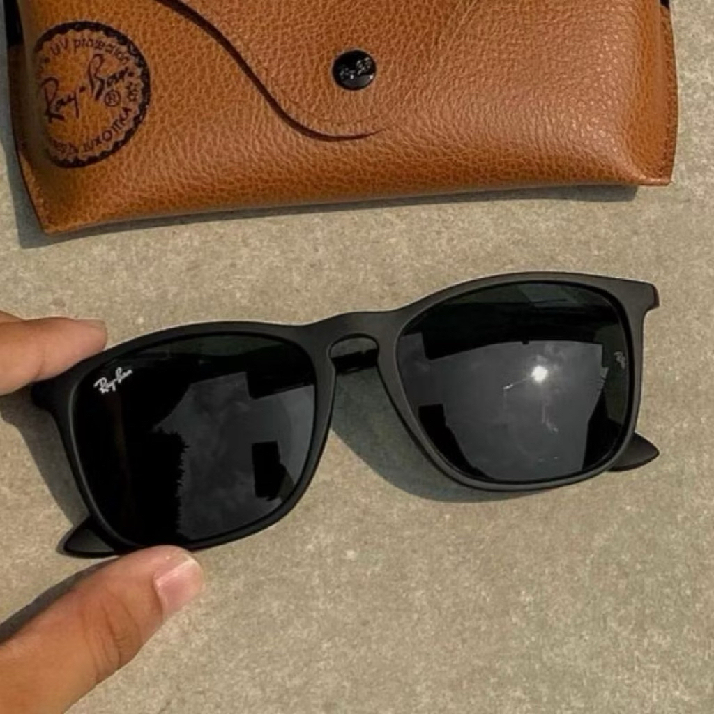 Kacamata Pria RAY-BAN CHRIS RB4187 Lensa Kaca Black Doff Authentic Ori
