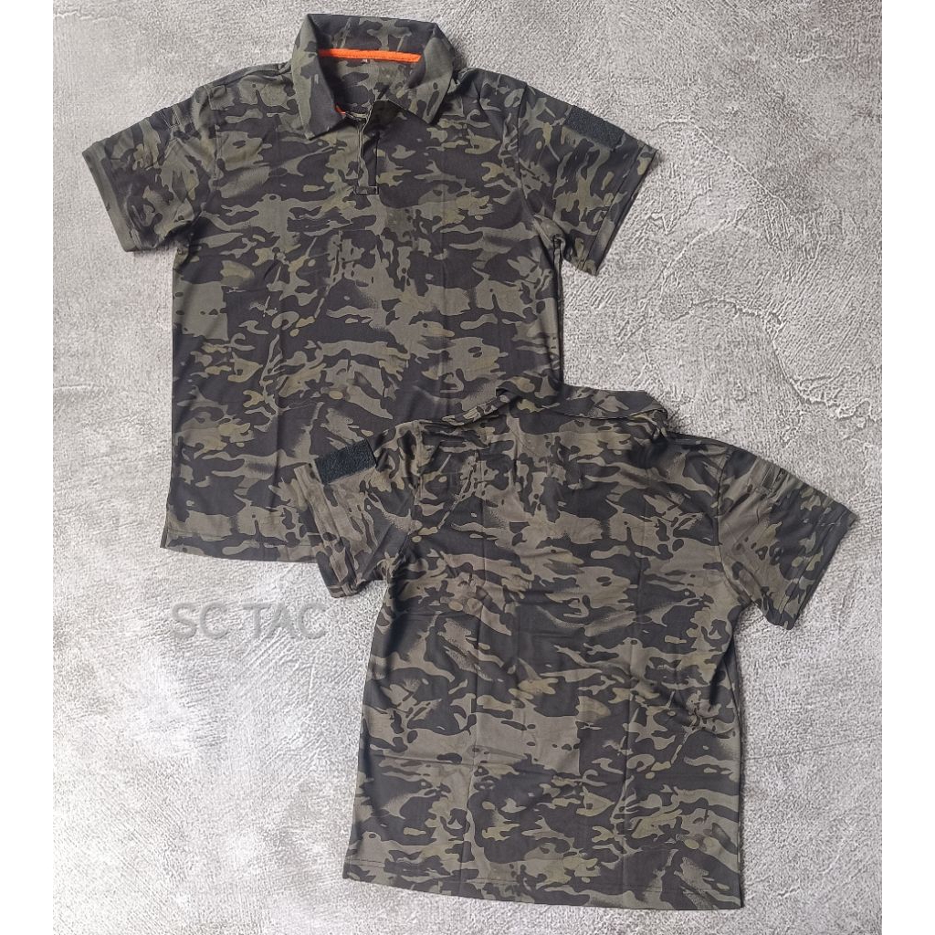 Kaos Polo Loreng MULTICAM BLACK Import/Kaos Polo Loreng