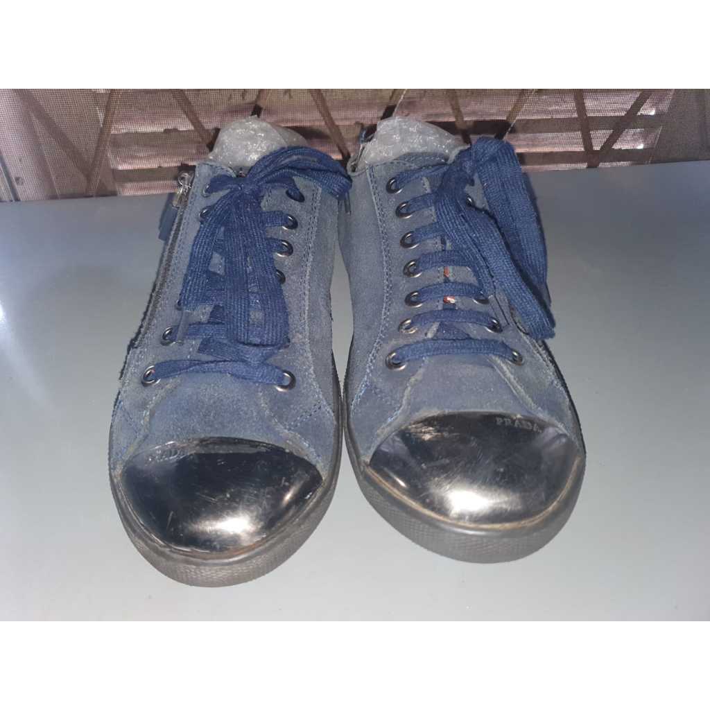 PRADA Steel Toe Sneaker Suede Navy
