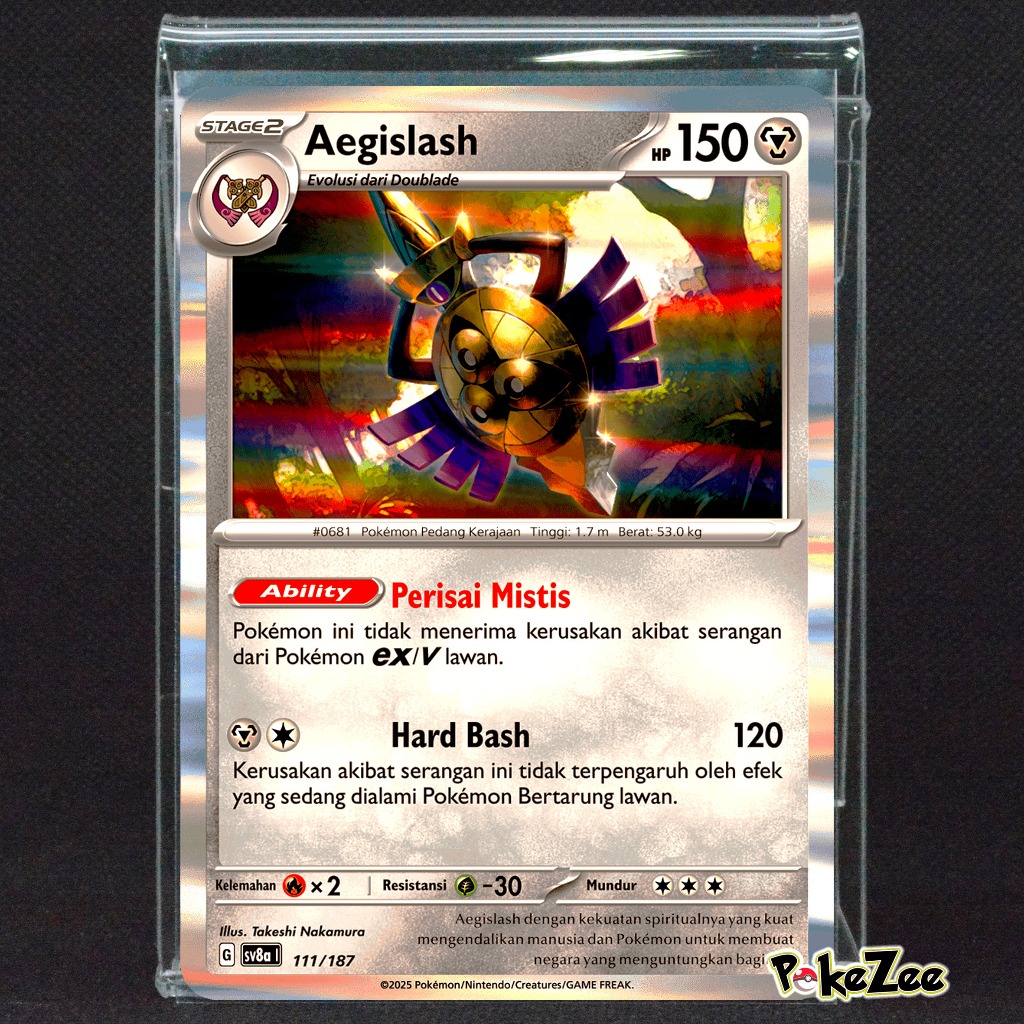 Aegislash sv8a 111/187 Kartu Holo Foil Pokemon Indonesia seri Festival Terastal ex TCG