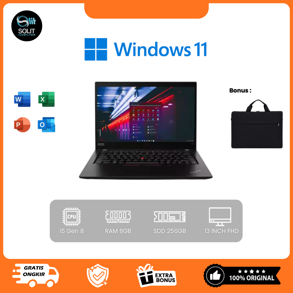 Lenovo ThinkPad X390 | i5-8265U | 8GB | SSD 256 | Second Rasa Baru