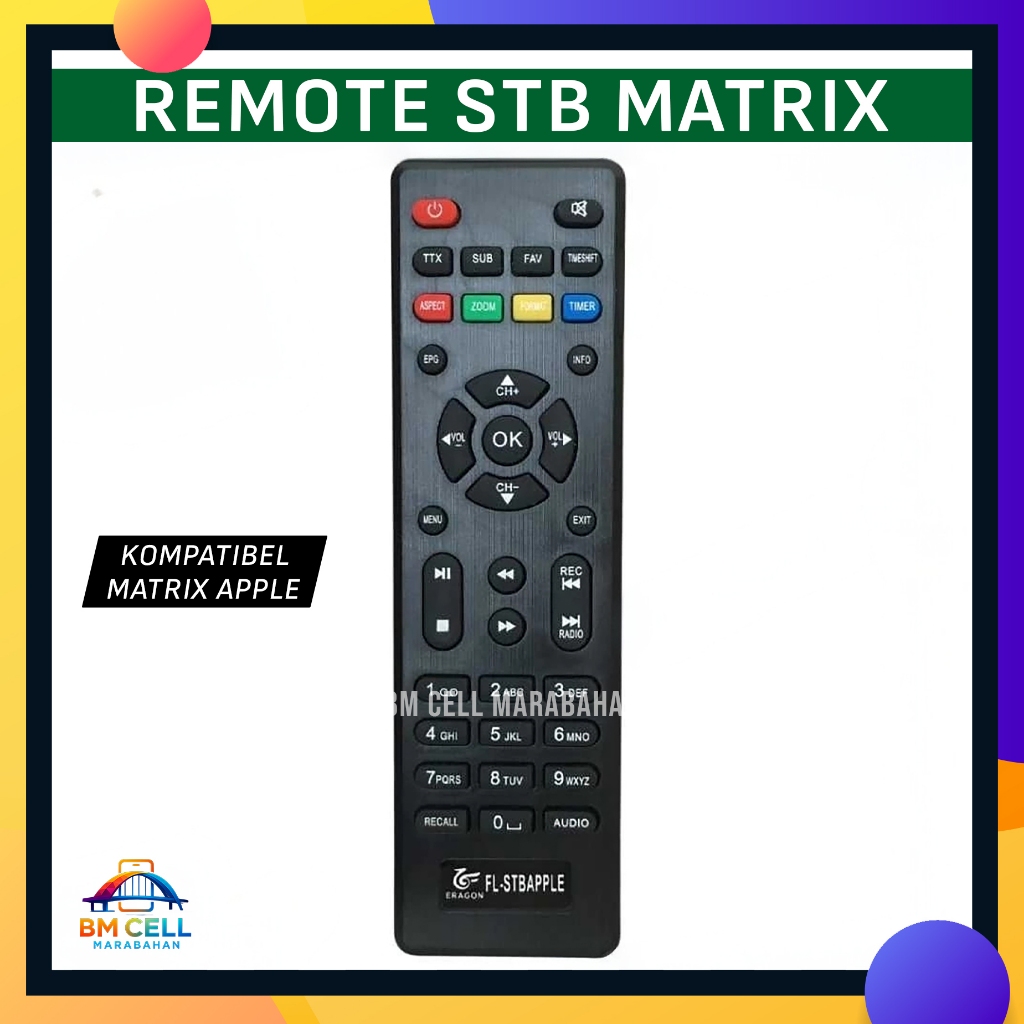 Remote STB Matrix Apple DVB T2 Merah Garuda Box Hitam Ungu Kuning Original Baru
