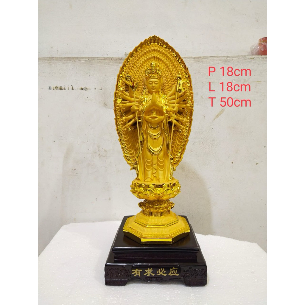 patung Dewi kwan im / Qian Shou Kwan Im berdiri 16in bahan fiber