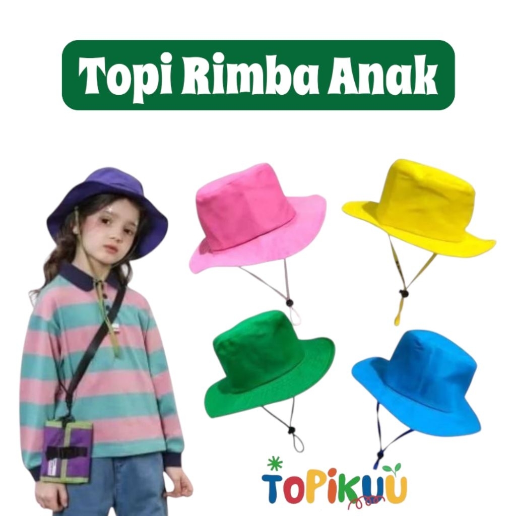 Topi Rimba Tali Anak Polos  Cowok Cewek bucket hat anak unisex warna lengkap