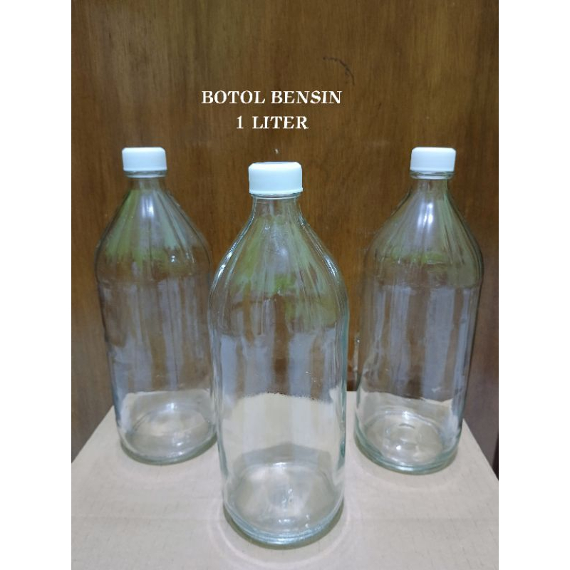 botol kaca bensin 1liter plus tutup
