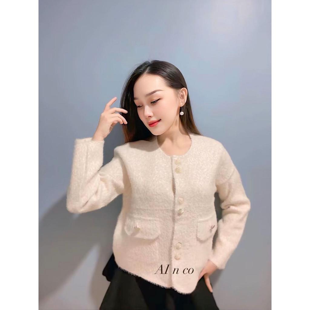 CELESTE PEARL TWEED OUTER KNIT BULU PREMIUM KOREA MUSIM DINGIN MUSIM GUGUR STYLISH WARNA NETRAL AINC
