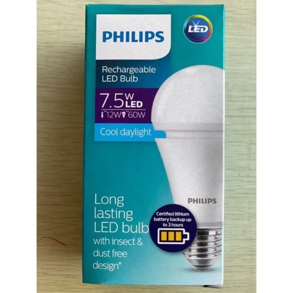 Lampu Bohlam LED Emergency Philips 7,5 watt Rechargeable
