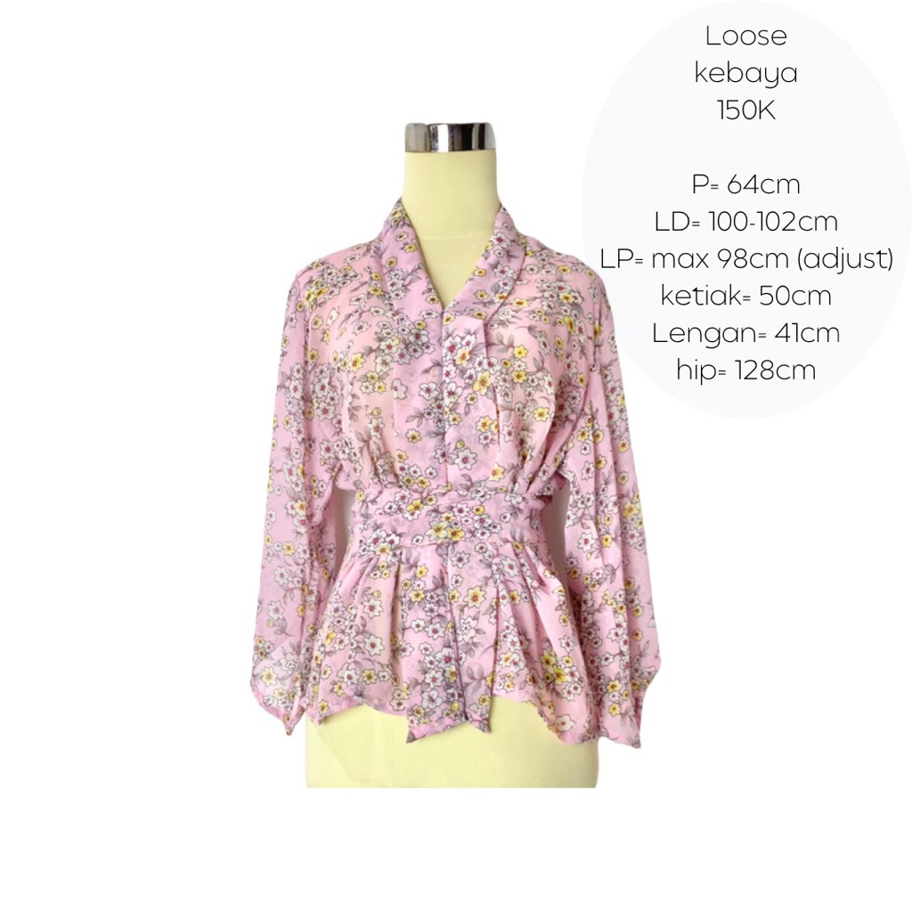 kebaya jadi sifon bunga pink muda soft pink loose hamil