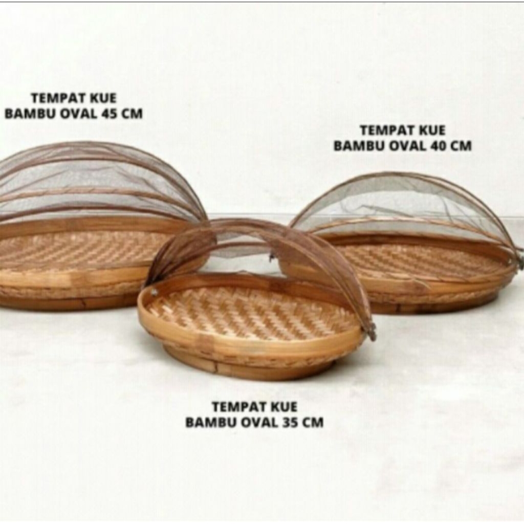 Tudung saji tempat kue goreng motip oval 1 set isi 3