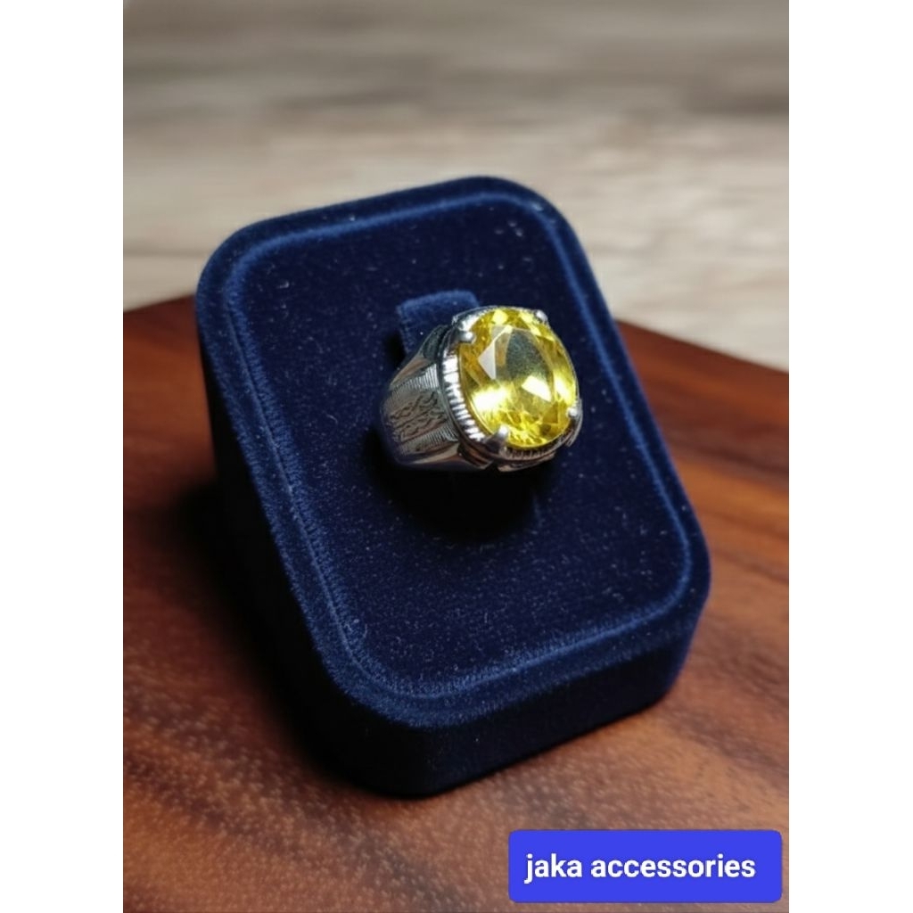 cincin permata yellow topaz ring monel doff