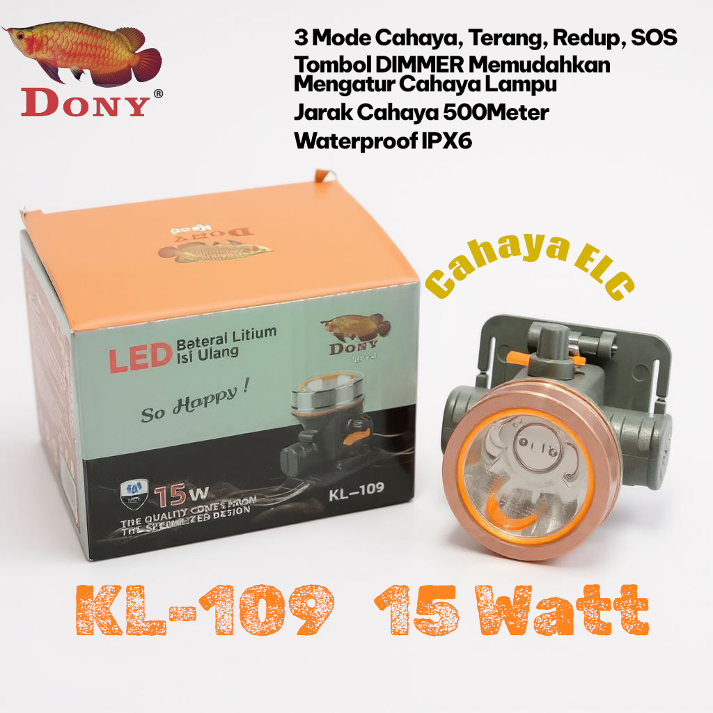 Senter Kepala Dony KL-109 15Watt Dimmer/Putar