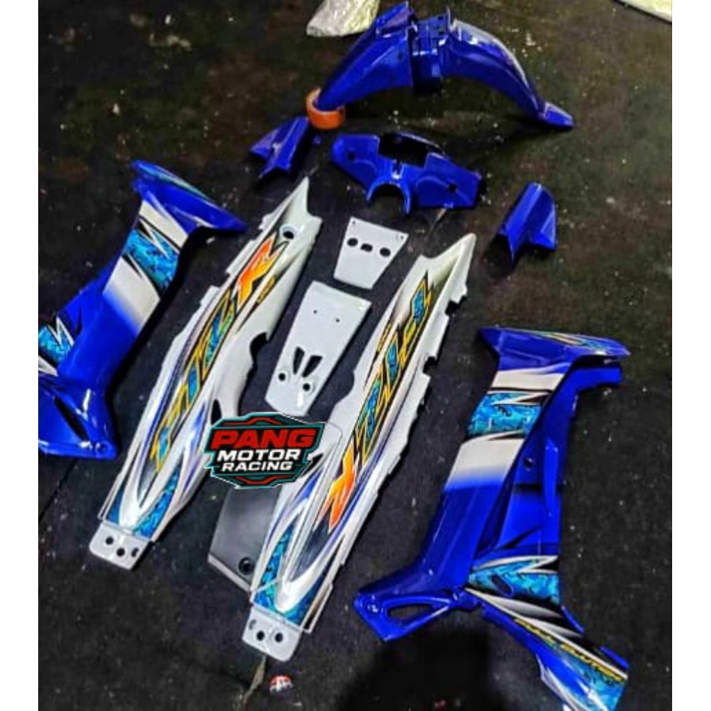Body Set Fiz r BIRU PUTIH 2005 STRIPING TIMPA CLIR Body Halus Fiz r 2005 Biru Putih