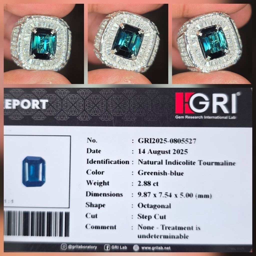 Batu Natural HQ Indicolite Blue Tourmaline Memo 2.88 crt