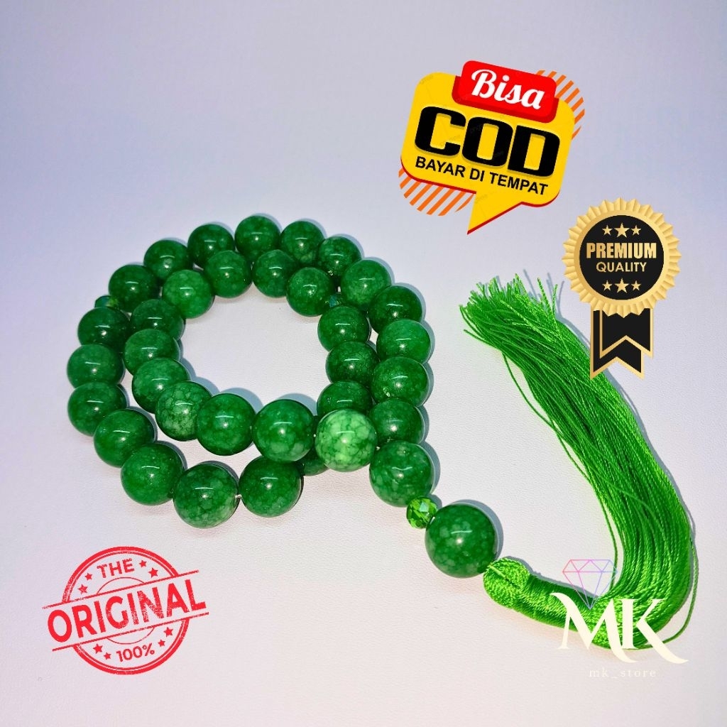 Tasbih Batu Giok 33 Butir 12mm - Giok Asli Elegan & Nyaman