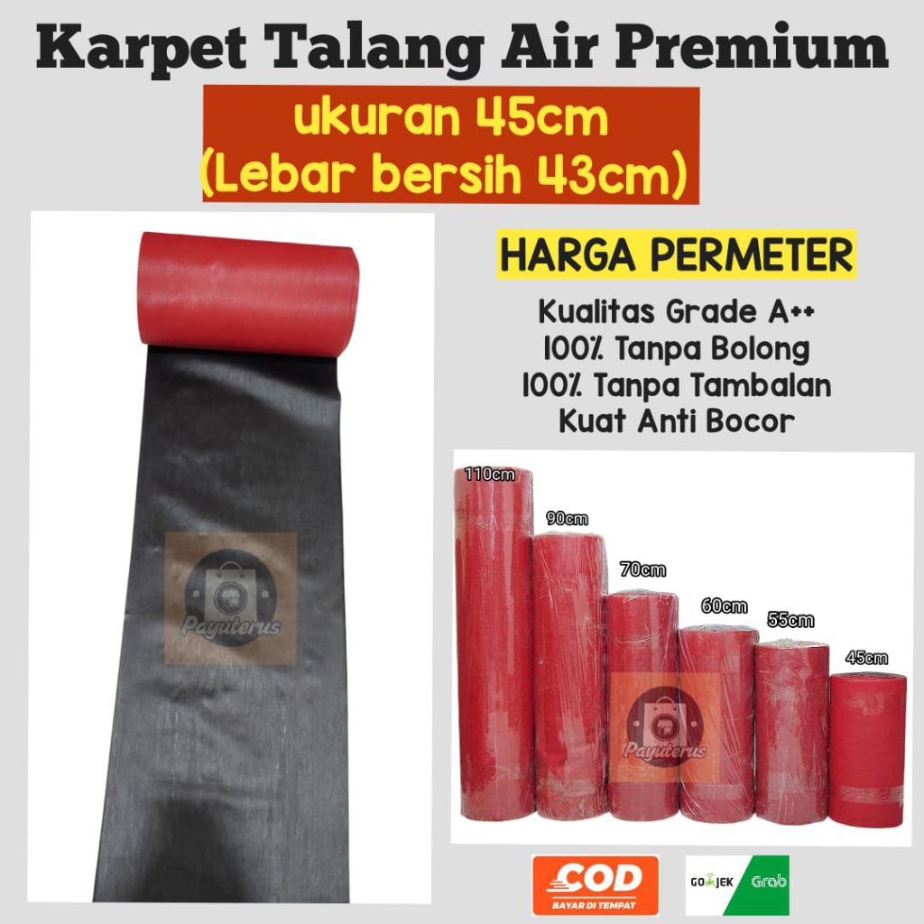 Karpet Talang Air Merah Hitam Tebal Kuat Anti Bocor | Bonet Talang Karet Multifungsi Pelindung Atap 