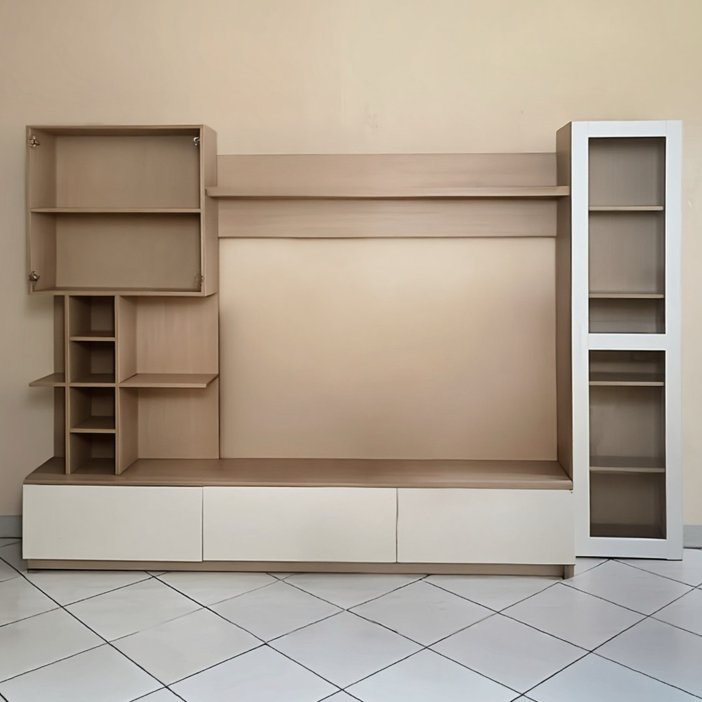 Set Lemari TV Rak Buku Game Console Neo Salom By Informa / Rupa Rupa (Preloved)